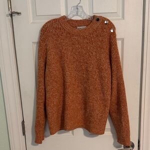 Ava & Viv Orange Crewneck Sweater with Button Accents